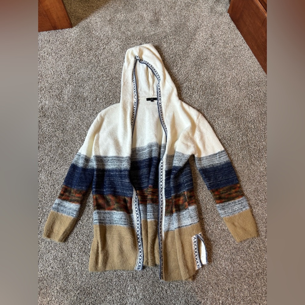 Fate Cream and Blue Cardigan Sweater with Hood